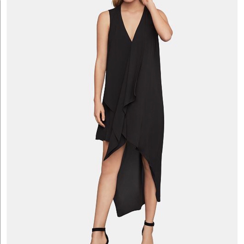 NWT BCBG asymmetrical black flowy dress, size S
